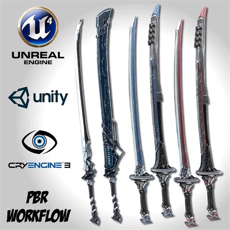 Sci-Fi Swords Pack 2 3D Model