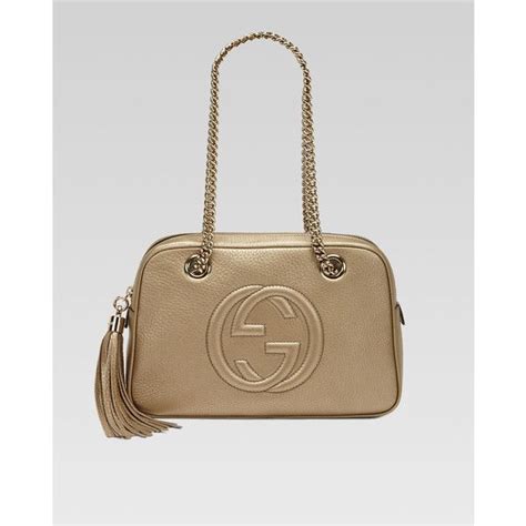 Gucci Soho Metallic Leather Shoulder Bag Champagne 3 400 Shoulder