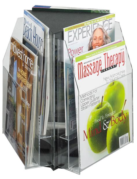 Rotating Pocket Clear Magazine Table Top Display