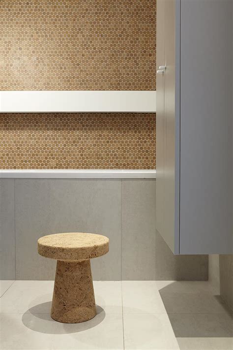 Modern interiors with cork everywhere - even the bathroom tiles!