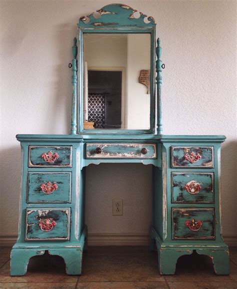 Vintage vanity with the layered paint look