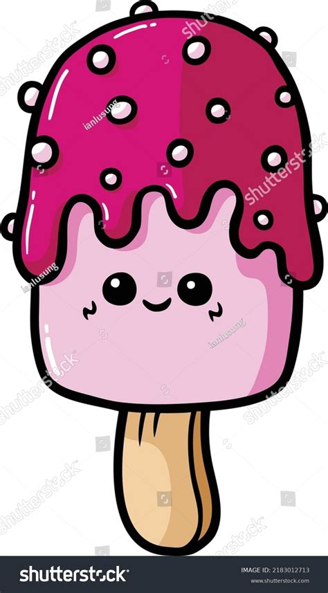 Vector Cartoon Happy Strawberry Ice Cream Stock Vector Royalty Free