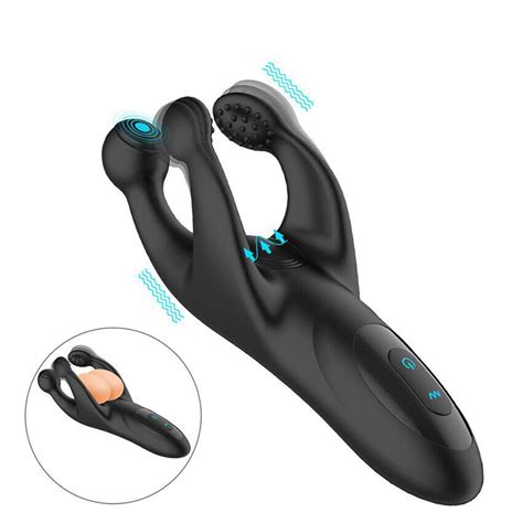 Vibrating Penis Testicle Massager Balls Stretcher Male Masturbator Sex