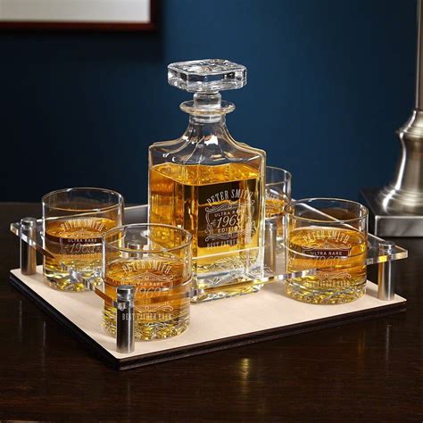 Engraved Bourbon Decanter Set With Presentation Set Custom Bourbon