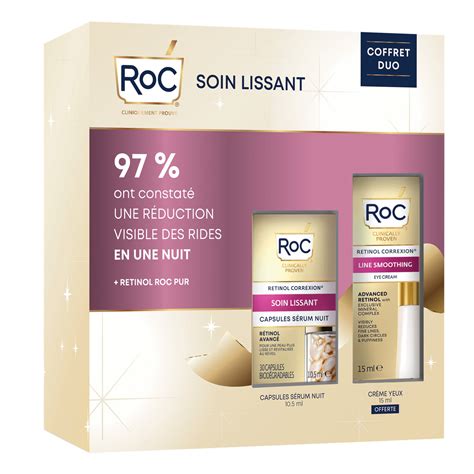 Coffret Soin Visage Lissant Avec Capsules Sérum Nuit Crème Yeux ROC