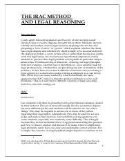 The IRAC Method And Legal Reasoning Docx THE IRAC METHOD AND LEGAL