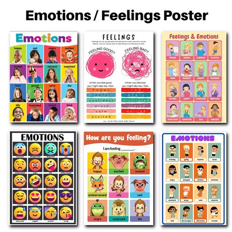 EMOTIONS / FEELINGS POSTER, Laminated Educational chart for kids ...