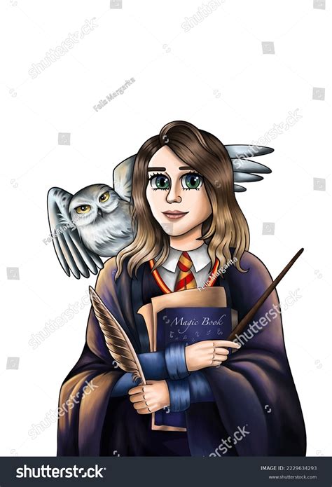 Wizard Girl Magic Wand Character Poster Stock Illustration 2229634293