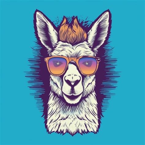 Premium Photo A Close Up Of A Llama Wearing Sunglasses On A Blue