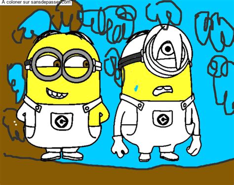 Dessin Colori Coloriage Minions Avec Une Toile De Mer Par Un Invit