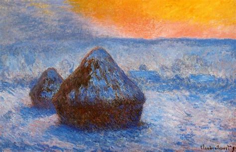 Claude Monet Haystacks at sunset, snow effect, 1891, 100×65 cm ...