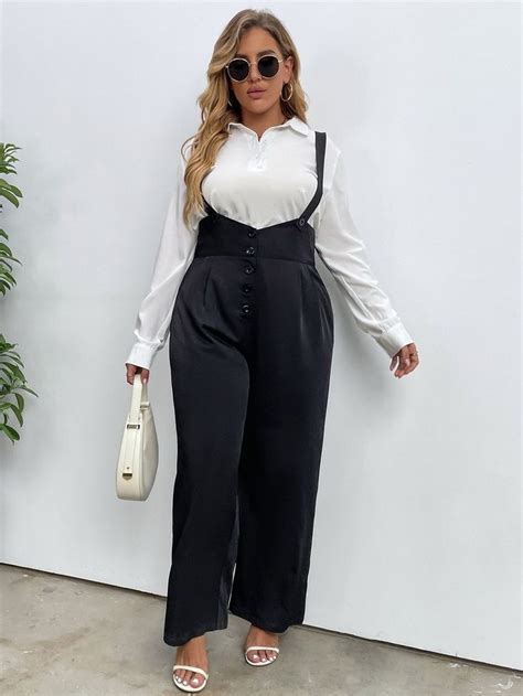 Overalls Plus Size Plus Size Jumpsuit Wide Leg Jumpsuit Shoulder