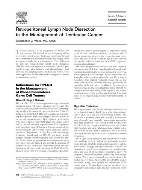 Pdf Retroperitoneal Lymph Node Dissection In The Management Of Testicular Cancer Dokumen Tips