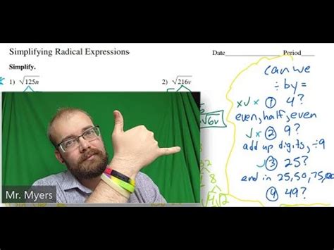 Simplifying Radical Expressions Algebra Kuta Worksheet Series Youtube