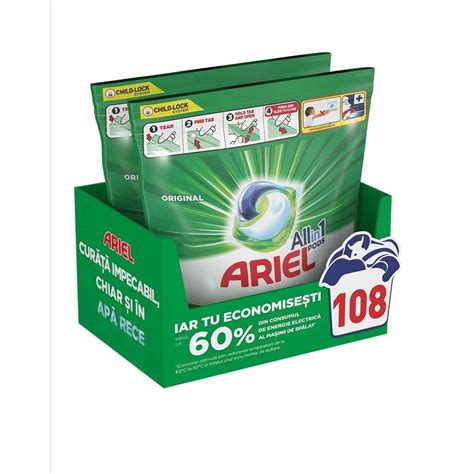 Detergent De Rufe Capsule Ariel All In One PODS Original 108 Spalari