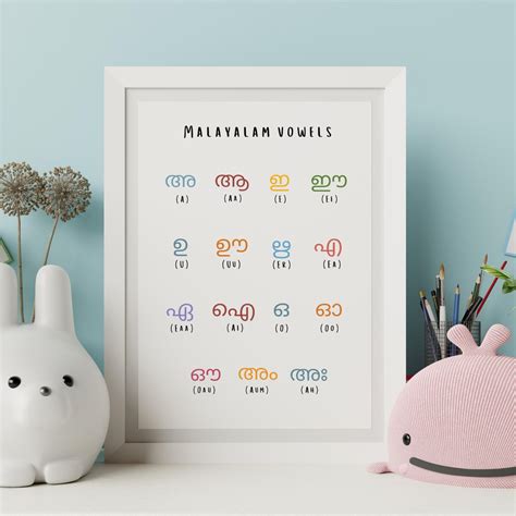 Malayalam Vowels Swaraksharangal Printable Digital Poster Etsy