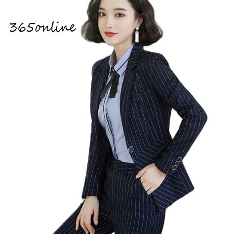 Fashion Striped Formal Uniform Designs Pantsuits Spring Set Aliexpress