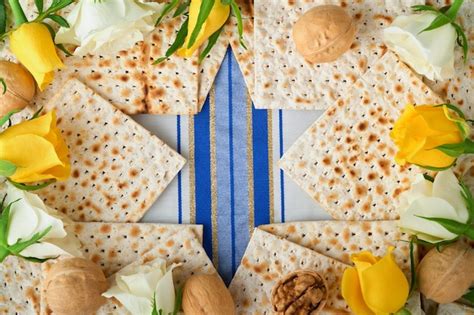 Conceito De Celebra O Da P Scoa Azul Estrela De Davi Feita De Matzah