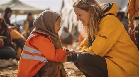 Premium Ai Image An Aid Worker Offering Comfort And Support To A