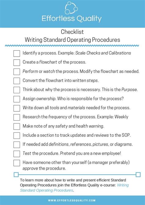 Standard Operating Procedures Templates Smartsheet Nbkomputer