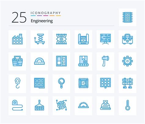 Ingeniería 25 paquete de iconos de color azul que incluye construcción