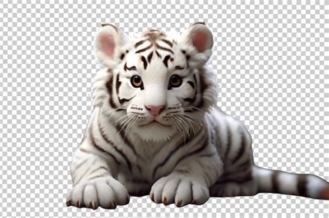 Premium PSD White Tiger Cub 3d Render