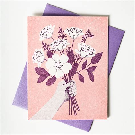 Bouquet Risograph Card Bromstad Printing Co