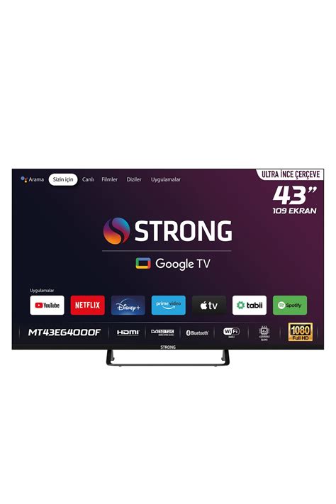 Strong Mt43eg4000f 43 109 Ekran Full Hd Dahili Uydu Alıcılı Google Tv