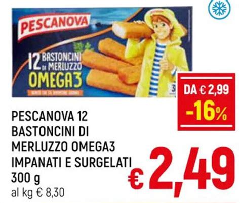 PESCANOVA 12 BASTONCINI DI MERLUZZO OMEGA3 IMPANATI E SURGELATI 300 G