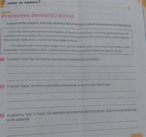 Pronomes Demonstrativos Leia O Trecho A Seguir Extraído Do Texto Eco E