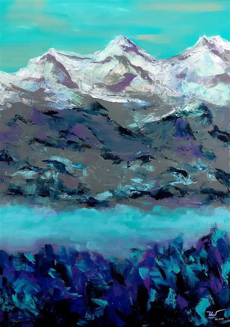 Sacred Mountains Painting by Thu Nguyen | Saatchi Art