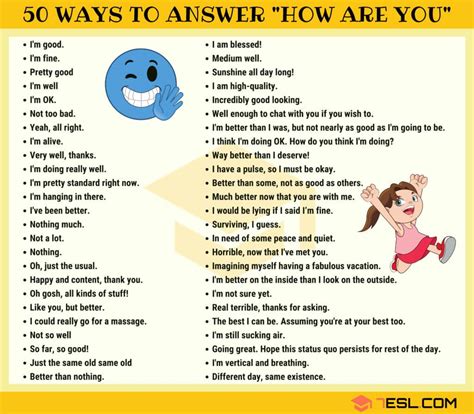 Ways To Respond To How Are You In English Esl