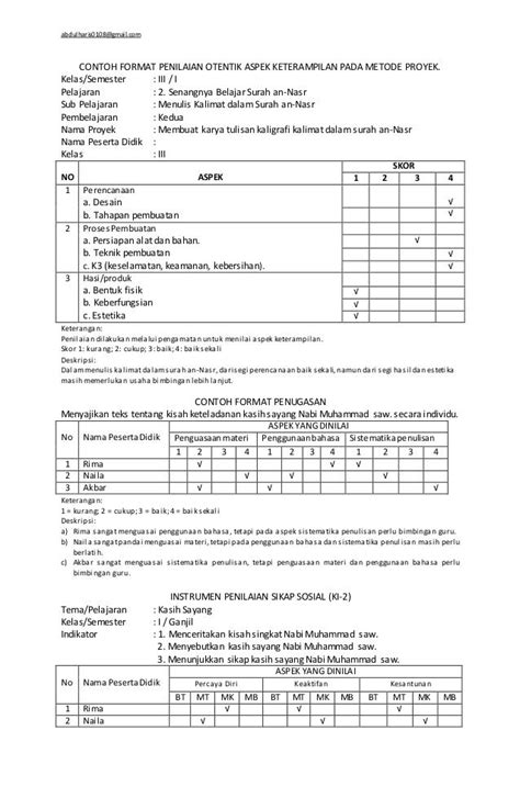 Detail Contoh Instrumen Penilaian Koleksi Nomer 18