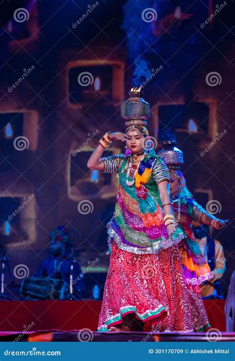 Female Artist Performing Rajasthani Folk Dance Ghoomar Editorial Stock