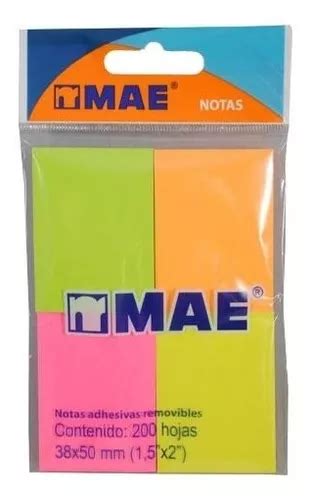 Paquete Notas Adhesivas En 4 Colores Neón Con 400 Hojas Mae