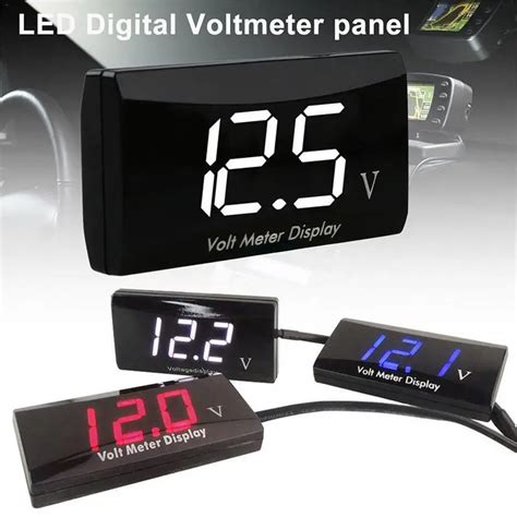 Voltímetro con pantalla Digital LED para coche y motocicleta Panel