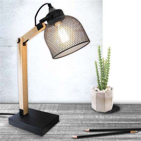 Lampe De Bureau Style Industriel M Tal Et Bois Noir