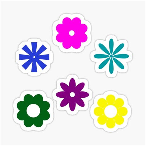 Retro Groovy Flower Sticker Pack Sticker For Sale By Scarletdrgonfly