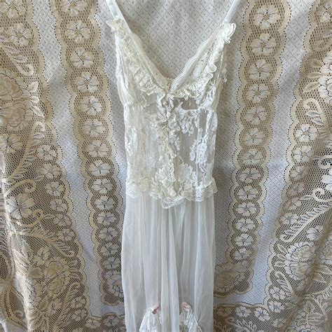Vintage Lace Lingerie With Roses Pearl Buttons So Depop