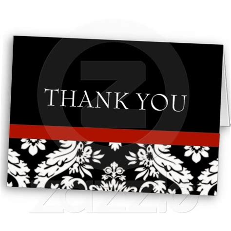 A Thank Card With Black And White Damask