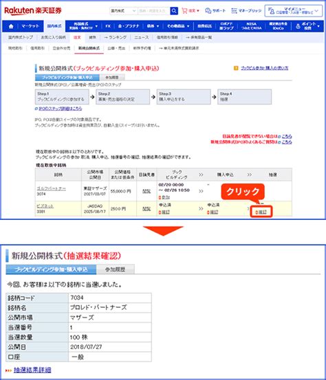 新規公開株式（ipo）／公募増資・売出（po） 取引デモ 楽天証券