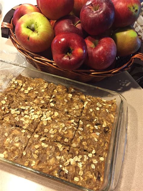 Chewy Baked Apple Cinnamon Oat Bars Directions Calories Nutrition