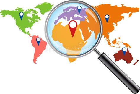 World Map With Magnifying Glass Stock Vector Image