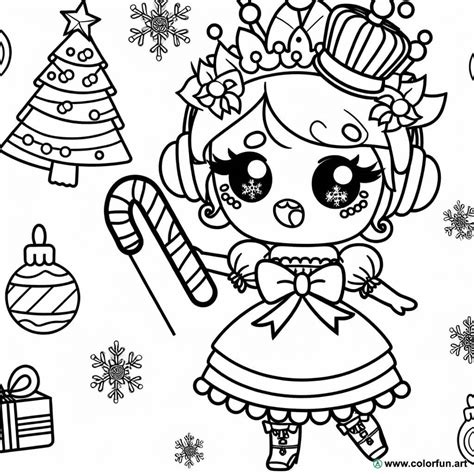 Disegno Da Colorare Di Una Principessa Di Natale Kawaii Scarica O