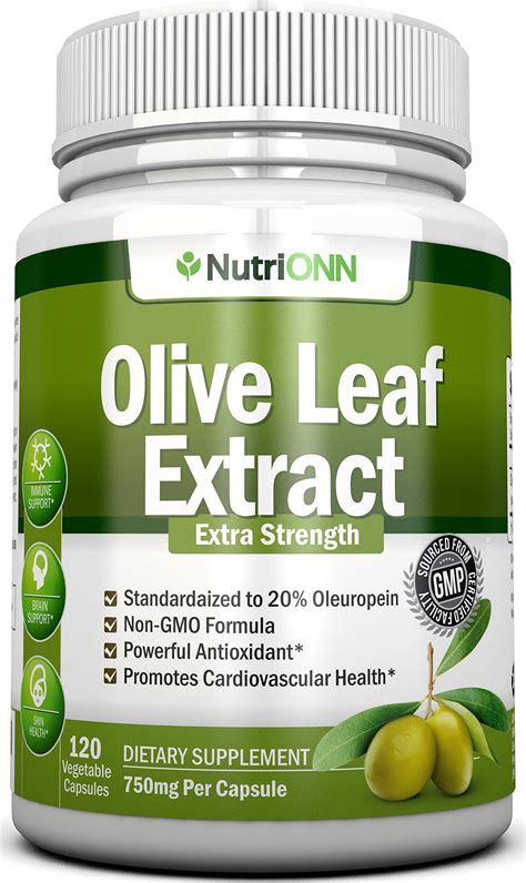 Olive Leaf Extract 750 Mg 120 Capsules Extra Strength