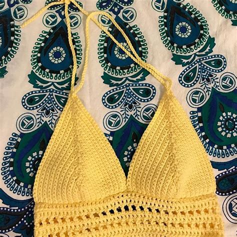 Little Yellow Top 🌼 Sm Yellow Crochet Bikinis Top Tops Fashion