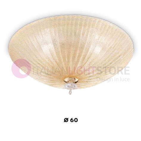 Shell Pl Ambra Ideal Lux Plafoniera Classica Vetro Cristallo Graniglia