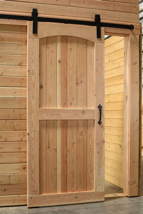 Arched Top Interior Rustic Barn Door With Sliding Track Hardware