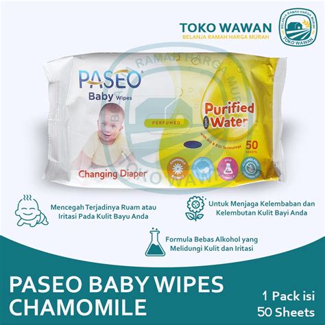 Jual Paseo Baby Wipes Chamomile Isi 50 Sheets Tissue Tisu Tissu Basah