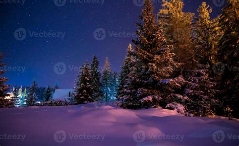 Beautiful winter night landscape 10119395 Stock Photo at Vecteezy